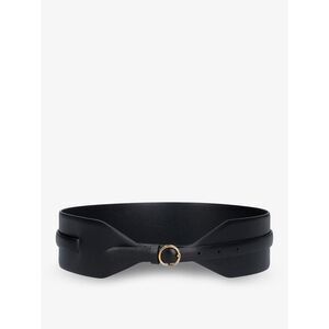 Alaia Women Maxi Leather Belt With Metal Buckle